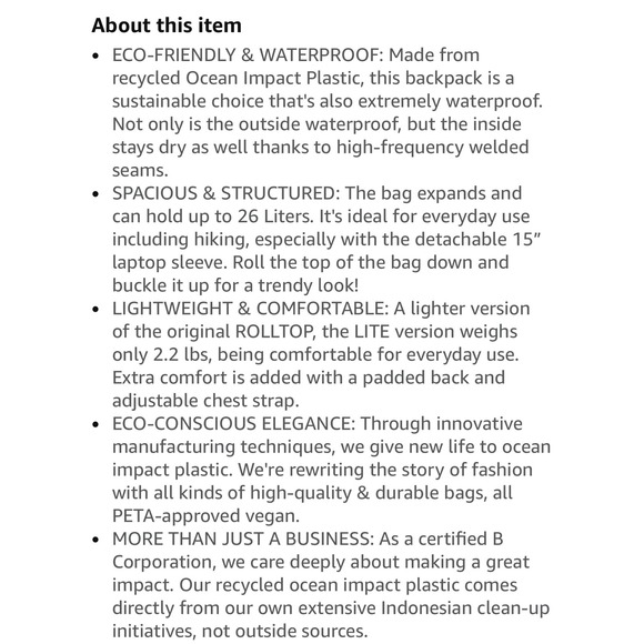 GOT BAG Rolltop Lite Backpack Driftwood Tan Eco Friendly Laptop Sleeve NWT Hike - Picture 16 of 16